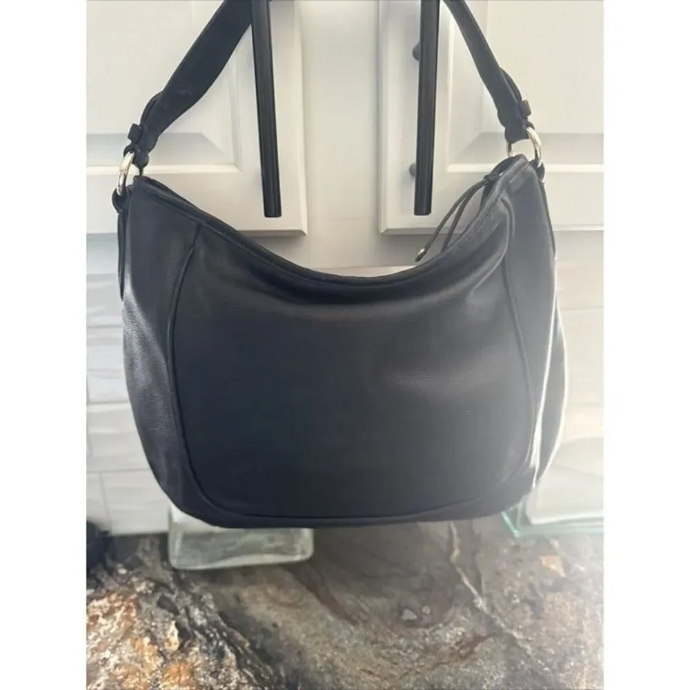 Cole Haan Grammercy Woodbury,‎ leather hobo purse, black gold hardware